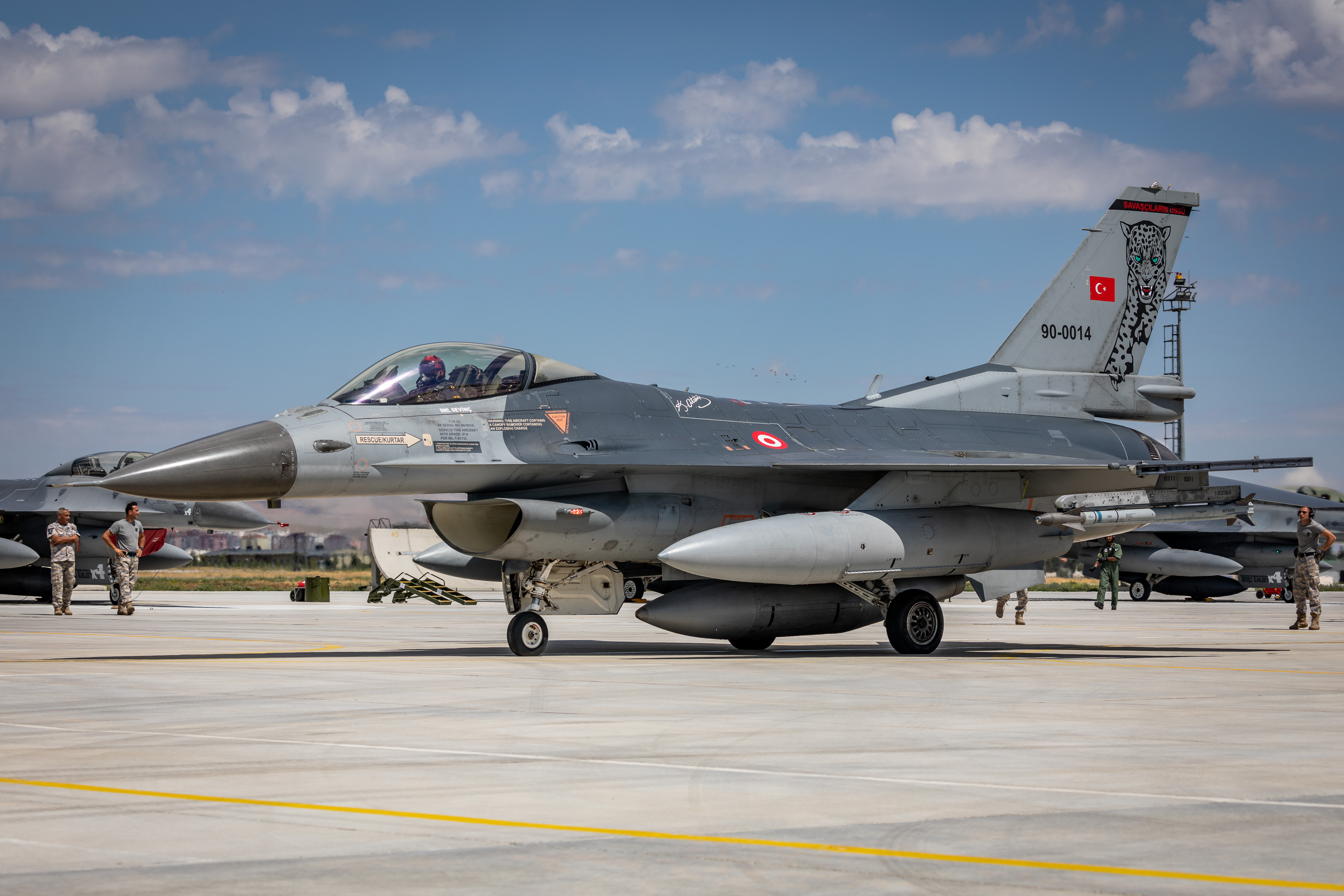 Image shows a Turkish aircraft on the airfield.